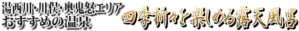 湯西川・川俣・奥鬼怒エリアおすすめの温泉 四季折々を楽しめる露天風呂